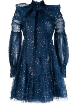 Zimmermann Rhythm Ruched Glitter Mini Dress Navy Size 0P / AU 6  for rent on The Volte - image 3