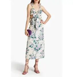 Zimmermann Cassia Ruffle Midi Dress Hydrangea Floral Size 2 / AU 12 