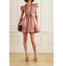 Zimmermann Matchmaker Mini Dress Pink Print Size 0 / AU 8 