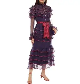 Zimmermann Lucky Tiered Dress Aubergine Size 1 / AU 10