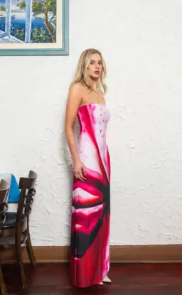 With Harper Lu Strapless Slip Dress Fuchsia Mosaic Size Small / AU 8 for rent on The Volte - image 2