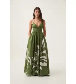Aje Planetary Maxi Dress Abstract Fern Size 10