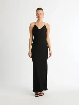 Sheike Ivy Draped Maxi Dress Black Size 10 for rent on The Volte - image 1