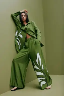 Aje Planetary Silk Oversized Shirt & Pants Set Size 12 for rent on The Volte - image 1