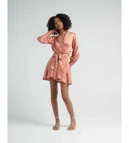 Zimmermann The Silk Wrap Mini Dress in Blush Size 0/Au 8 