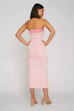 By Johnny Isabella Check Knit Midi Dress in Pink Size 8 for rent on The Volte - image 2
