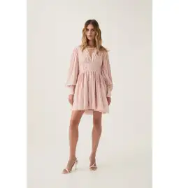 Aje Catalyst Pleated Mini Dress Blush Pink Size AU 10 for rent on The Volte - image 1