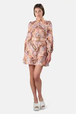 Zimmermann Botanica Chevron Mini Dress Chevron Paisley Size 1 / Au 10 for rent on The Volte - image 1