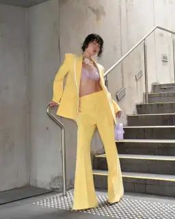 Leo Lin Andie Blazer And Daria Split Pant Suit Canary Size 12