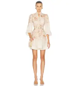 Zimmermann The Illustration Buttoned Mini in Cream Rococo Floral Size 2/Au 12 