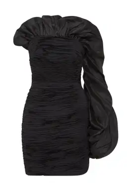 Aje Allégro Tucked Puff Dress Black Size 6 for rent on The Volte - image 4