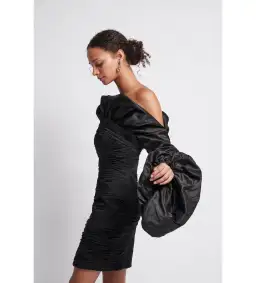 Aje Allégro Tucked Puff Dress Black Size 6 for rent on The Volte - image 3