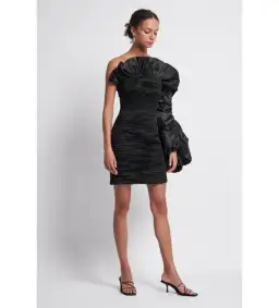 Aje Allégro Tucked Puff Dress Black Size 6 for rent on The Volte - image 1