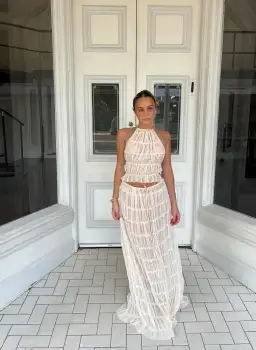 Arcina Ori Juliette Halter Set In Cream Size S / AU 8