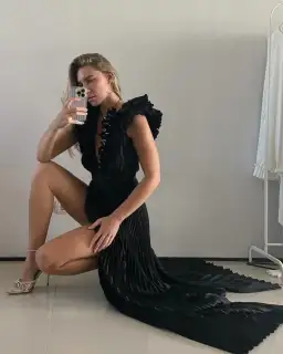 L'Idee Tuileries Split Gown in Noir Size 8 for rent on The Volte - image 4