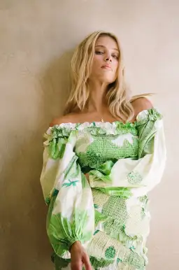 Sabo Skirt Berlyn Shirred Mini Dress Green Floral Size XL / AU 14 for rent on The Volte - image 3