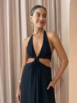 Camilla and Marc Prado Cut Out Evening Halter Maxi Dress in Black Size 6  for rent on The Volte - image 2