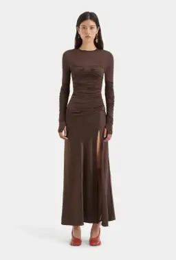 Sir the label Alessia Draped Gown chocolate size 8 for rent on The Volte - image 1