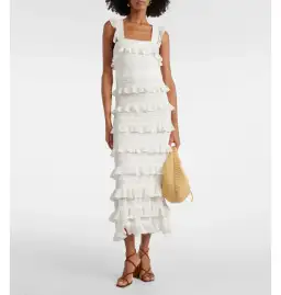 Zimmermann Natura Ruffle Dress in Parchment Size 0 / AU 8 for rent on The Volte - image 1