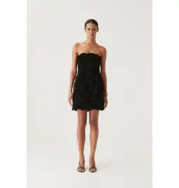 Aje Gazer Rosette Dress Black Size AU 8