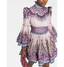 Zimmermann Celestial Bell Sleeve Mini Dress Gemini Zodiac Print Size 3 / AU 14 for rent on The Volte - image 2