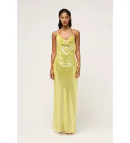 Michael Lo Sordo Nicole Drape Crystalline Dress Yellow Size 8  for rent on The Volte - image 1