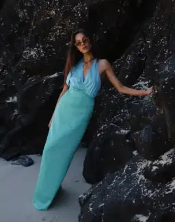 The Wolf Gang Oahu Slip Maxi Dress Aquamarine Blue & Green  Size S / AU 8  for rent on The Volte - image 6