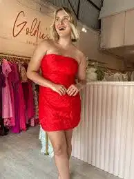 Aje Anima Ruched Mini Dress Red Size 8 for rent on The Volte - image 2