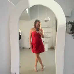 Aje Anima Ruched Mini Dress Red Size 8 for rent on The Volte - image 1