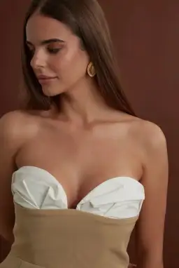 Odd Muse The Ultimate Muse Exclusive Bardot Mini Dress Camel Size AU 6  for rent on The Volte - image 6