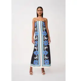 By Johnny Azure Granada Dress in Aqua Navy Ivory Size AU 6 for rent on The Volte - image 1