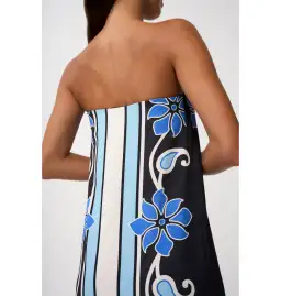 By Johnny Azure Granada Dress in Aqua Navy Ivory Size AU 6 for rent on The Volte - image 4