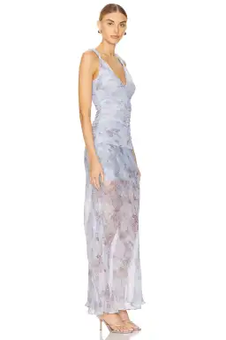 Bec & Bridge Danica V Neck Maxi Dress Chambray Rose Blue Size 10 for rent on The Volte - image 4