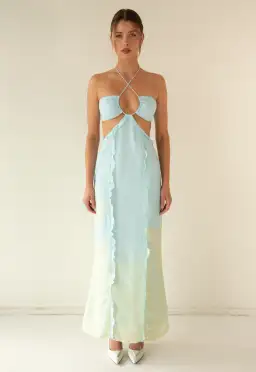 Neux the Label Bleú Maxi Dress Ocean Print Size 8 for rent on The Volte - image 1