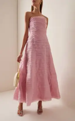 Aje Soundscape Strapless Ruffled Maxi Dress Pink Size 14 for rent on The Volte - image 2