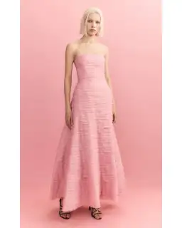 Aje Soundscape Strapless Ruffled Maxi Dress Pink Size 14 for rent on The Volte - image 1