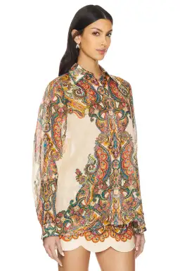 Zimmermann Ottie Oversized Shirt and Scallop Mini Skirt Set Multi Paisley Size 1 / AU 10 for rent on The Volte - image 2