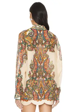 Zimmermann Ottie Oversized Shirt and Scallop Mini Skirt Set Multi Paisley Size 1 / AU 10 for rent on The Volte - image 3