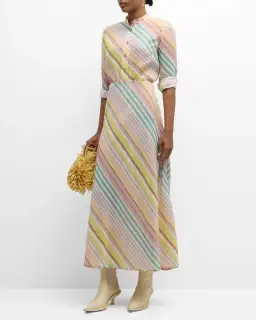 Zimmermann Halliday Slim Shirt and Bias Skirt Set Multi Stripe AUS size 8 Zimmermann size 0 for rent on The Volte - image 1