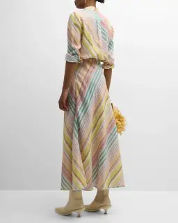 Zimmermann Halliday Slim Shirt and Bias Skirt Set Multi Stripe AUS size 8 Zimmermann size 0 for rent on The Volte - image 3