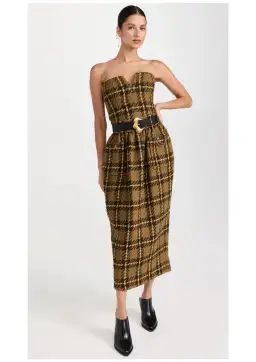 Zimmermann Luminosity Check Bodice and Tulip Skirt Set Olive Check Size 0 / AU 8 for rent on The Volte - image 1