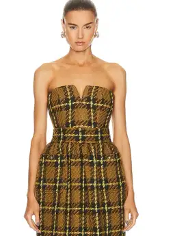Zimmermann Luminosity Check Bodice and Tulip Skirt Set Olive Check Size 0 / AU 8 for rent on The Volte - image 2