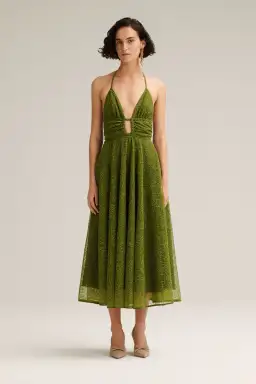 Scanlan Theodore Cornelli Gather Dress Olive Green Size 8 for rent on The Volte - image 1
