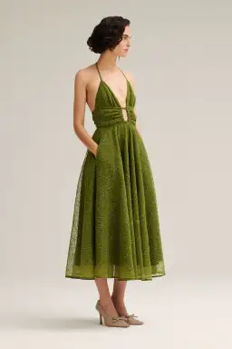 Scanlan Theodore Cornelli Gather Dress Olive Green Size 8 for rent on The Volte - image 2