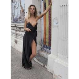 Dyspnea Gangsta Wrap Silk Dress Black for rent on The Volte - image 1