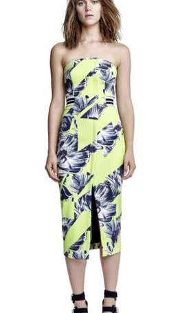 Manning Cartell Fragmented Floral Strapless Dress Green
