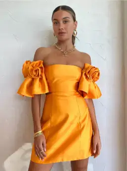 Alemais Macie Rosette Mini Dress in Saffron Size 12 for rent on The Volte - image 5