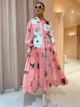 Alemais Cleo Patchwork Shirtdress in Pink Print Size 12 for rent on The Volte - image 2