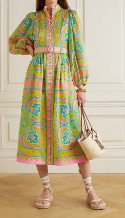 Zimmermann Estelle Buttoned Midi Dress in Pink/Green Paisley Size 4 / AU 16 for rent on The Volte - image 2