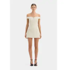 SIR THE LABEL Sandrine Off Shoulder Tailored Mini Dress ECRU Size 0 / AU 6 for rent on The Volte - image 1